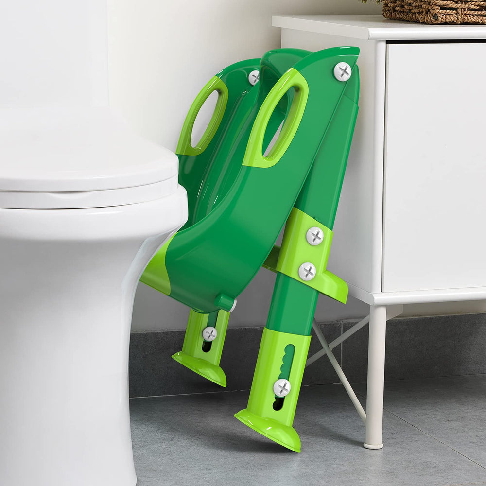 Toilet Potty Training Seat with Step Stool Ladder for Boys and Girls,Sturdy Potty Ladder with Soft Padded Cushion for Toddlers,Toddler Toilet Training Seat(Shrek Green)