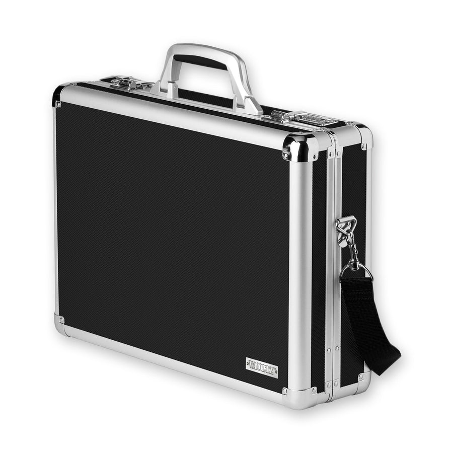 Locking Briefcase - 18 x 14.25 x 5 Inch Combination Lock Hard Laptop Case w/Strap - Briefcases for Men and Women - Black