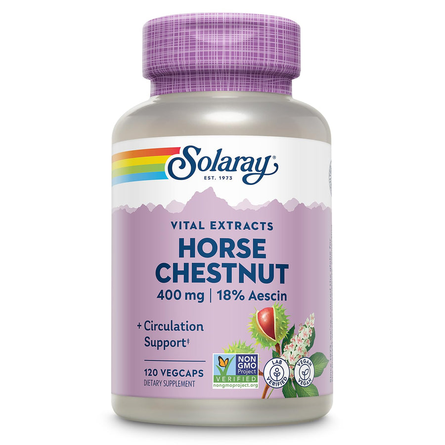 Horse Chestnut Extract 400 mg - Standardized to 72 mg Aescin - with 55 mg of Butchers Broom - Vein and Blood Circulation Supplements - Vegan, Non-GMO, 60-Day Guarantee, 120 Serv, 120 VegCaps