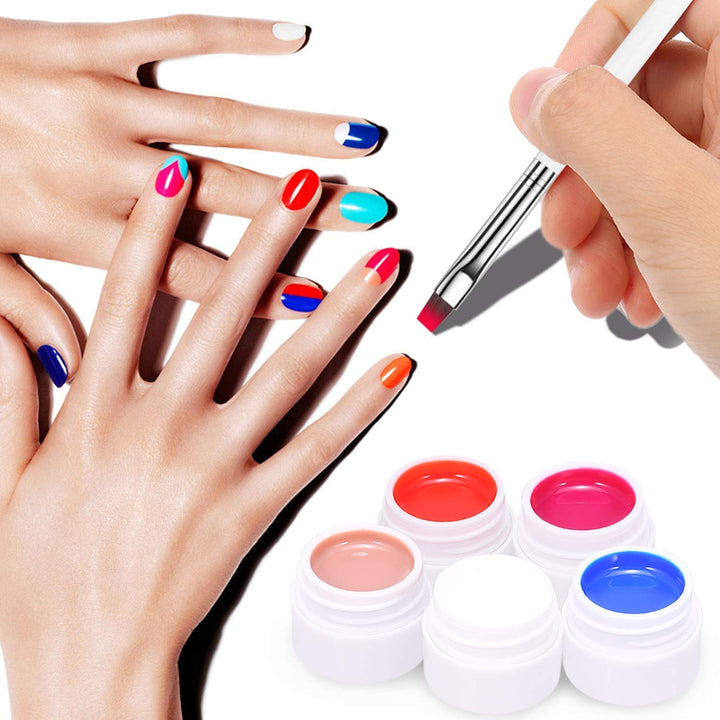 Nail Gel Polish, 36 Colors x 8ML Nail Art Pigment Set Nail Gel Builder Polish Solid Glue Extension Gel with One Nail Brush Nail Art Accessories