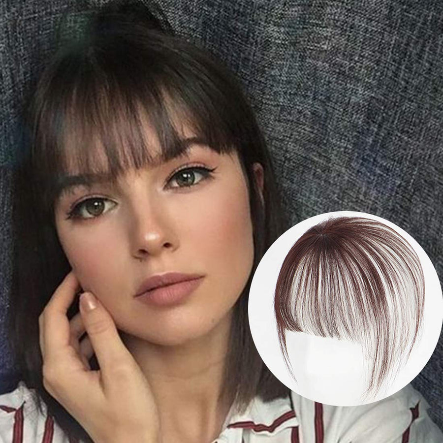 clip on bangs human hair 3D Clip-on Bangs Topper Real Hair Air Bangs One Piece Clip in Hair Topper/Hair Fringe (3D Machine Made, Natural Black)