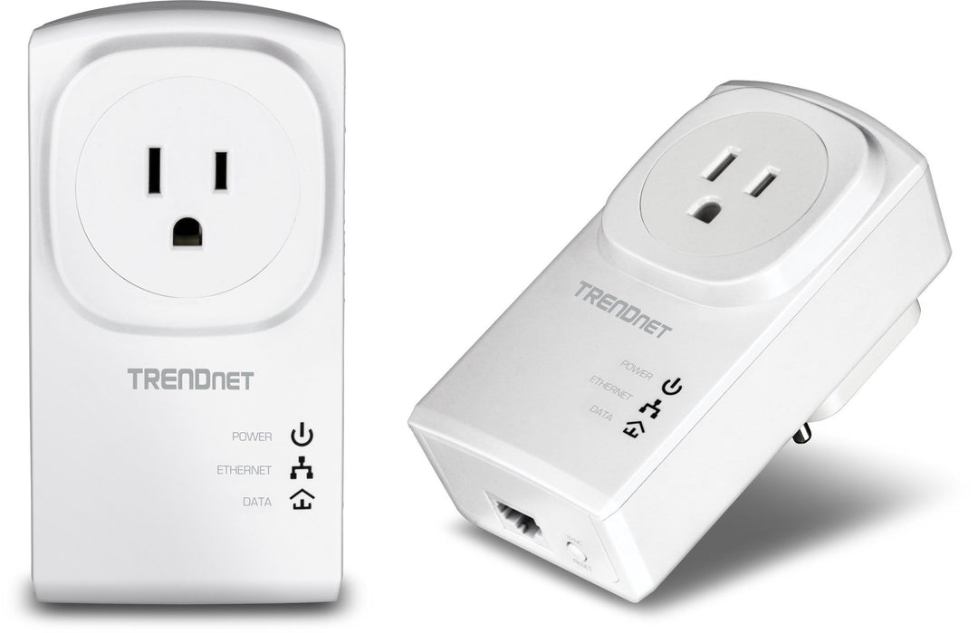 Powerline 500 AV Nano Adapter Kit With Built-In Outlet, Power Outlet Pass-Through, Includes 2 x TPL-407E Adapters, Plug & Play, Ideal For Smart TVs, Gaming, White, TPL-407E2K