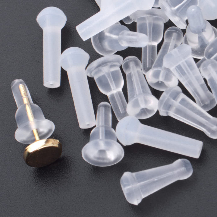 Silicone Earring Backs,30pcs Clear Earring Stopper Backs Long Rubber Earring Backs Secure Earring Backs Hypoallergenic Earring Backs Replacement for Hook Earring, 3 Styles