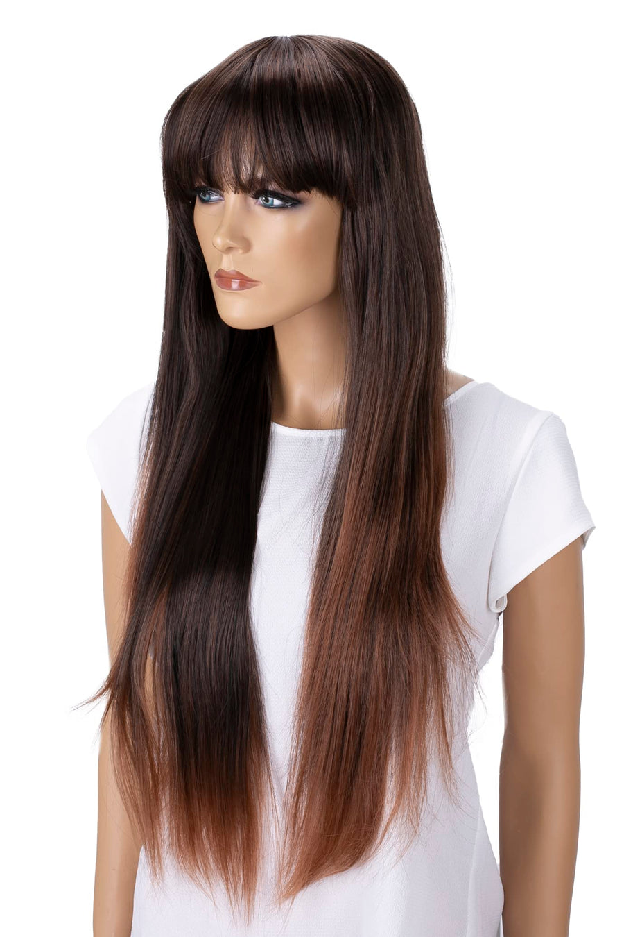 brown mix # 2T30 FZ502 : PRETTYSHOP Fashion Lady Wig Long Hair Cosplay Straight Heat-Resistant FZ502(3) (brown mix 2T30 FZ502)