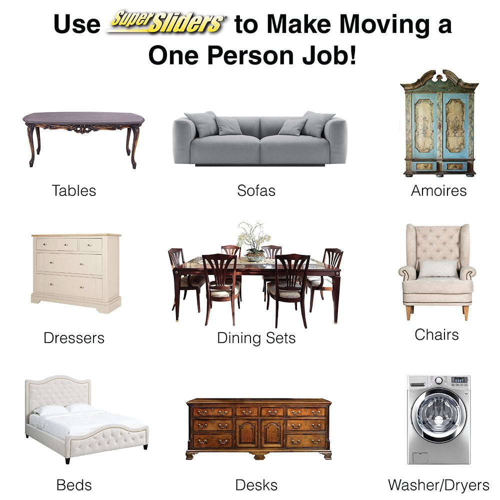 SuperSliders 4712795N Reusable Furniture Sliders for Carpet- Quickly and Easily Move Any Item, 3-1/2” Linen (16 Pack)