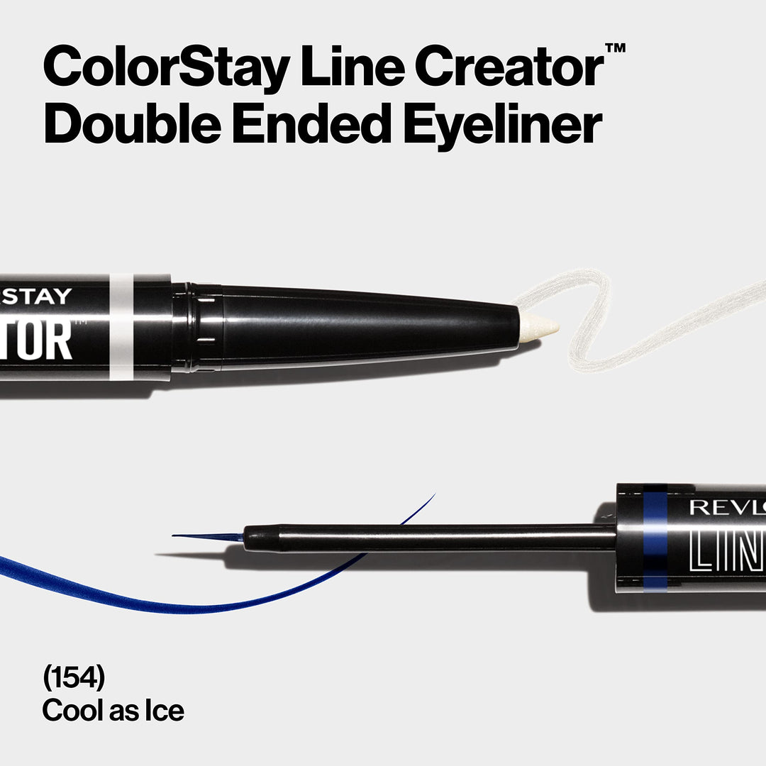 Revlon ColorStay Line Creator, Double Ended Liquid Eyeliner & Smoky Kohl Pencil, Waterproof & Transferproof Eye Makeup, 154 Cool as Ice, 0.004 oz