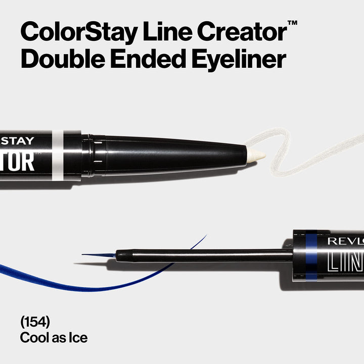 Revlon ColorStay Line Creator, Double Ended Liquid Eyeliner & Smoky Kohl Pencil, Waterproof & Transferproof Eye Makeup, 154 Cool as Ice, 0.004 oz