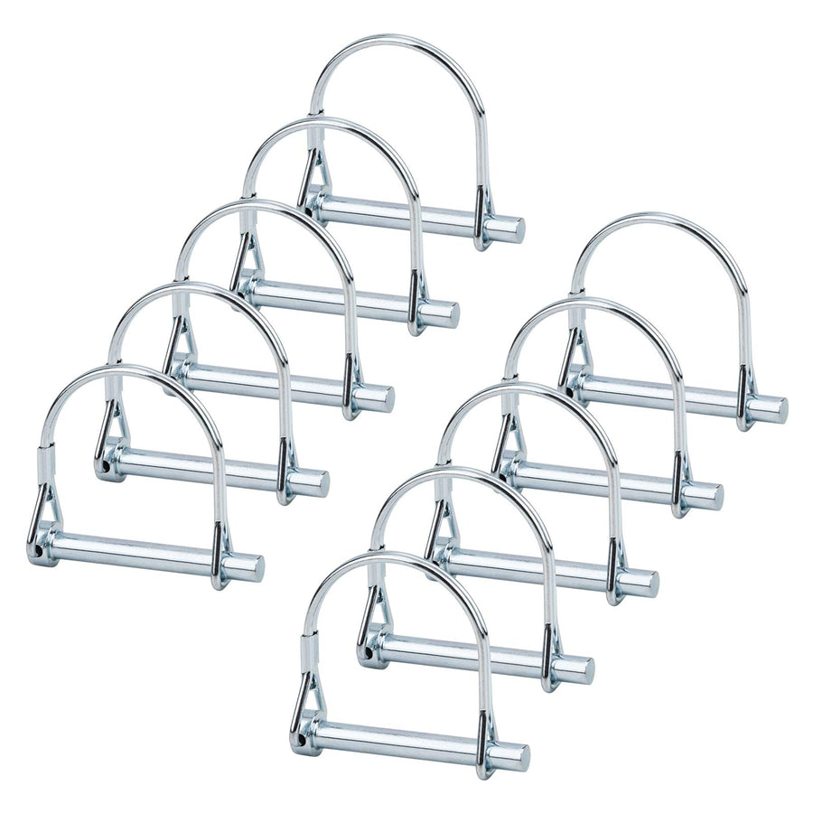 10pcs Wire Lock Pin, 1/4 Heavy Duty Safety Coupler Shaft Locking Pin Hitch Pto Pin Round Loop Wire Lock Trailers Pin for Farm Lawn Garden