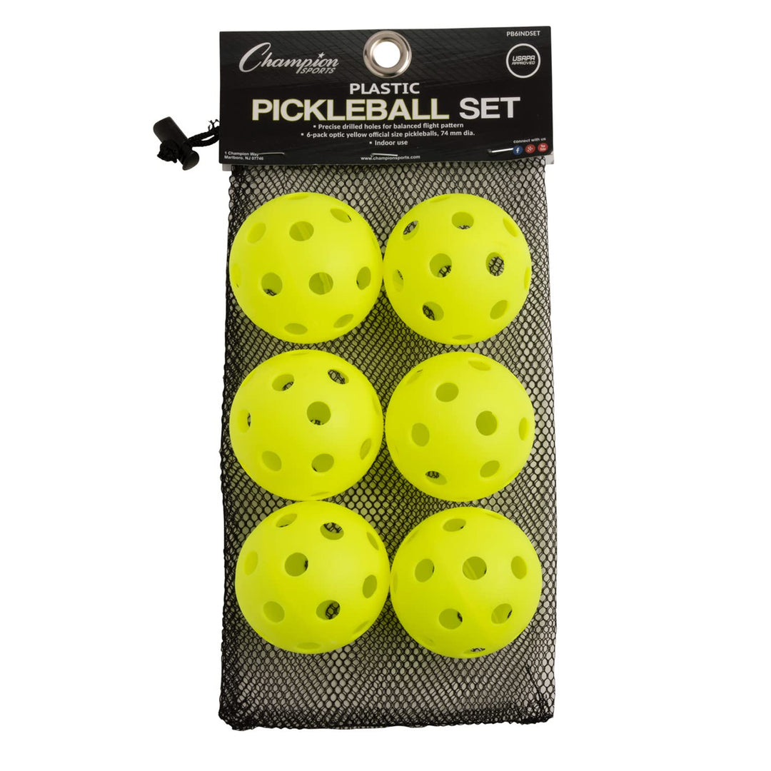Pickleball Balls: Official Size Recreational and Tournament Pickleballs - Yellow Pickleball Ball Set for Outdoor and Indoor Courts - 6 Count (Pack of 1)