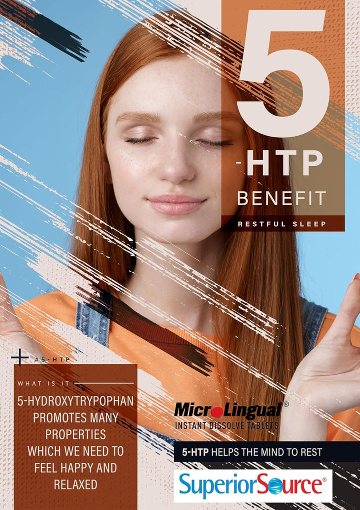 5-HTP 50 mg - Natural Supplement Aids Restful Sleep & Neurotransmitter Functions - Brain Health & Function Support - 5-Hydroxytryptophan Supplement - 60 Instant Dissolve Tablets