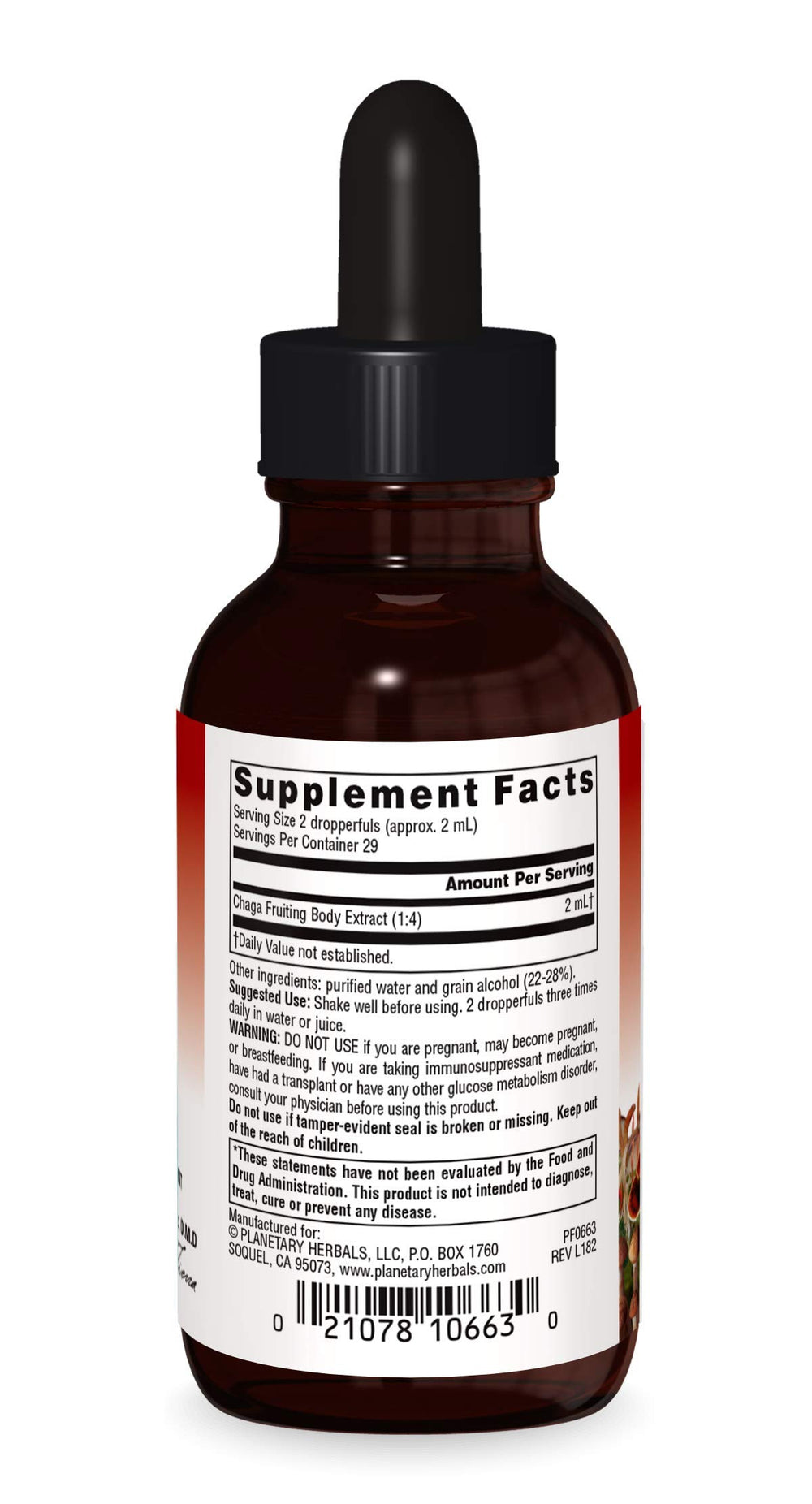 PLANETARY HERBALS Chaga Liquid Full Spectrum Nutritional Supplement, 2 Fluid Ounce
