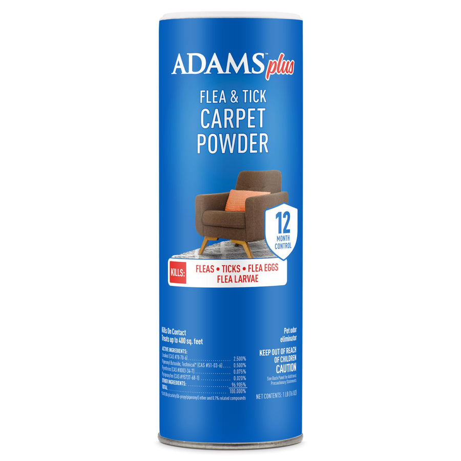ADAMS Plus Carpet Powder, Kills Fleas and Ticks On Contact, Kills All Stages of the Flea Life Cycle, 30 Day Protection, Freshens and Deodorizes, Treats Up to 400 Sq Ft, 1LB