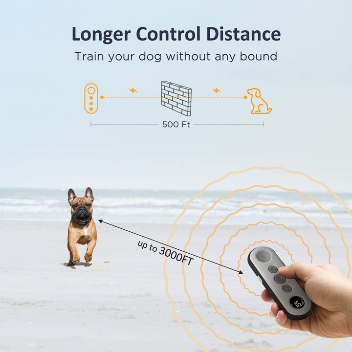 680A Rechargeable Waterproof Training Shock Collar with 3,000 Foot Range Remote and 3 Safe Training Modes for All Dog Sizes 8 to 120 Pounds