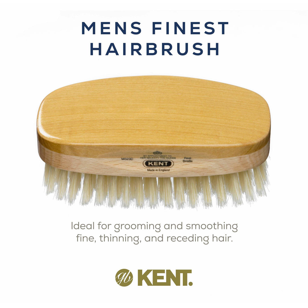 Kent Ms23d Rectangular Satinwood + Beechwood Soft White Pure Bristle Military Brush