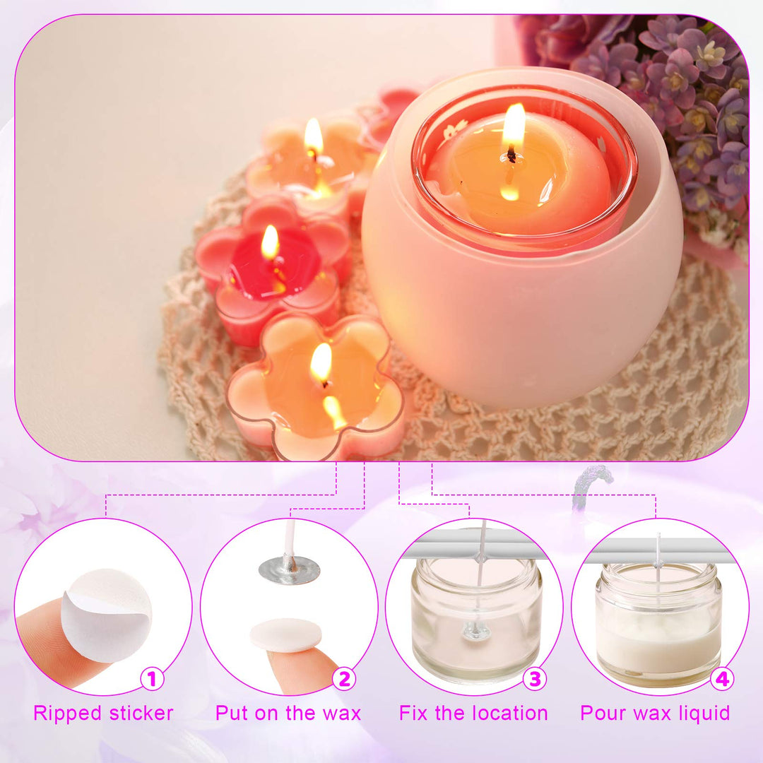 1120 Pieces 20 Sheets Candle Wick Stickers 15 mm Candle Making Sticker Double-Sided Heat Resistance Stickers Hot Wax Wick Stickers for Candle Making