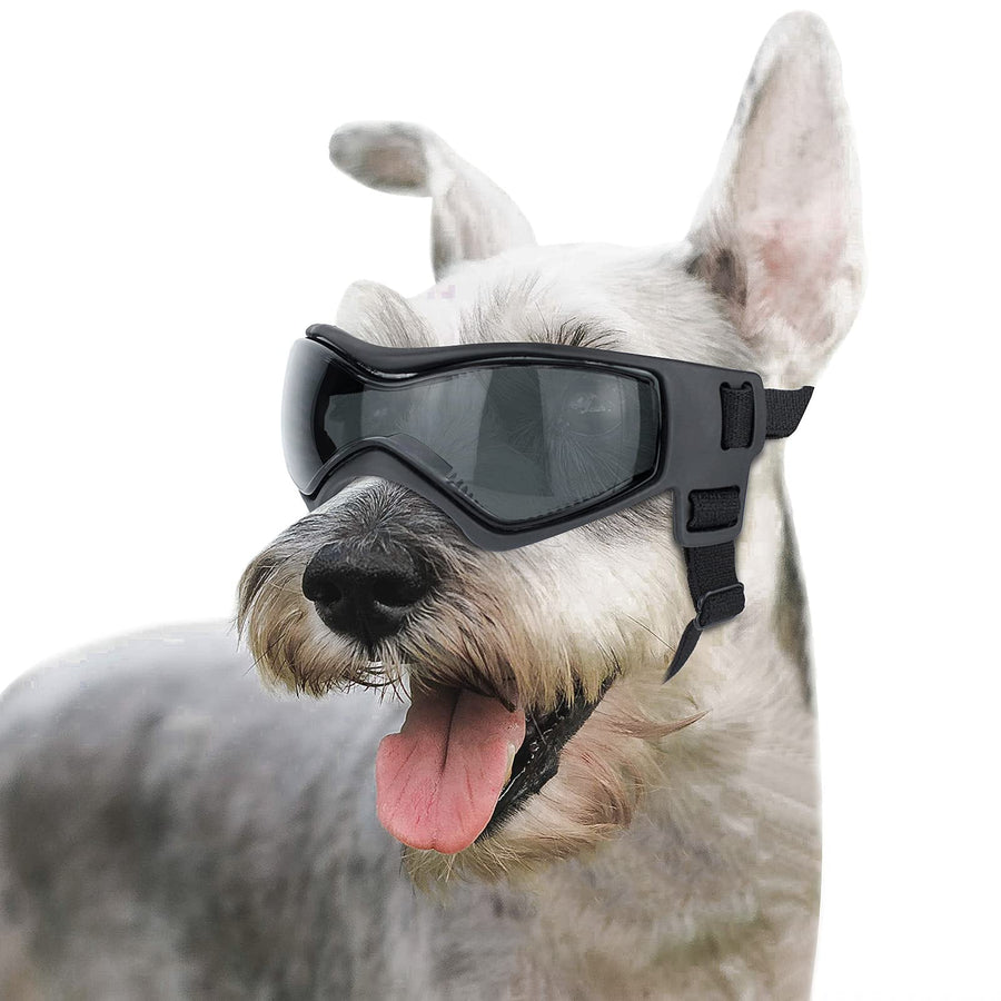 ENJOYING Dog Goggles Small Breed Anti-UV Puppy Sunglasses for Small-Medium Dogs Anti-Fog Windproof Snowproof Doggy Glasses Eyes Protection, Soft Frame, Black