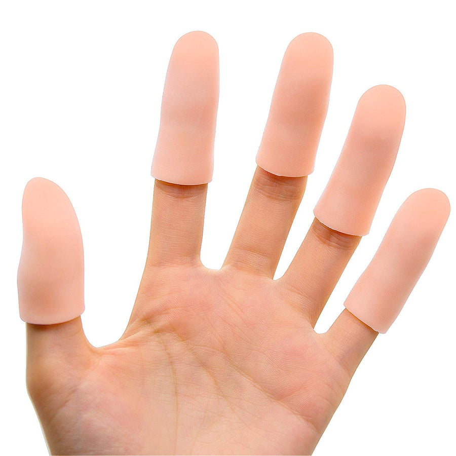 12 PCS Gel Finger Cots, Finger Protectors, Finger Sleeves for Protect Fingertips, Hand Eczema, Finger Cracking and More (Champagne (color))