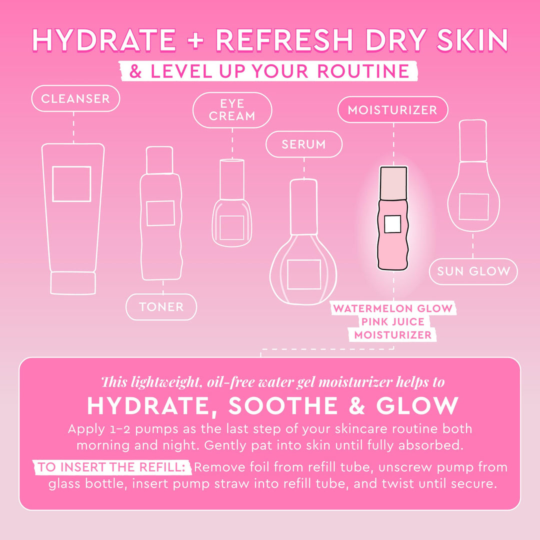 Pink Juice Water Gel Face Moisturizer for Women, Men & Teens, Travel Size - Hydrating Hyaluronic Acid, Radiance Boosting, Oil-Free, Long-Lasting Korean Skin Care for Oily Skin (25ml)