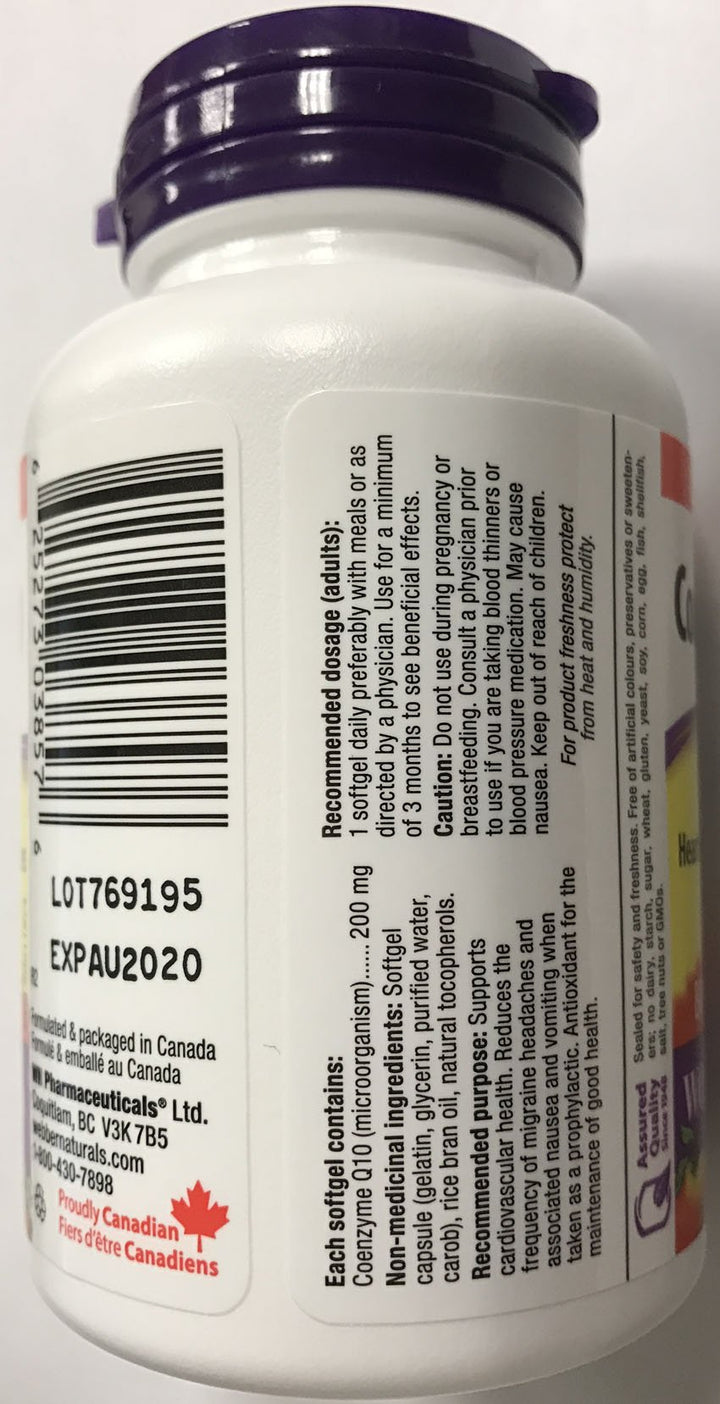 Coenzyme Q10 200 mg, 60 softgels Bonus Size