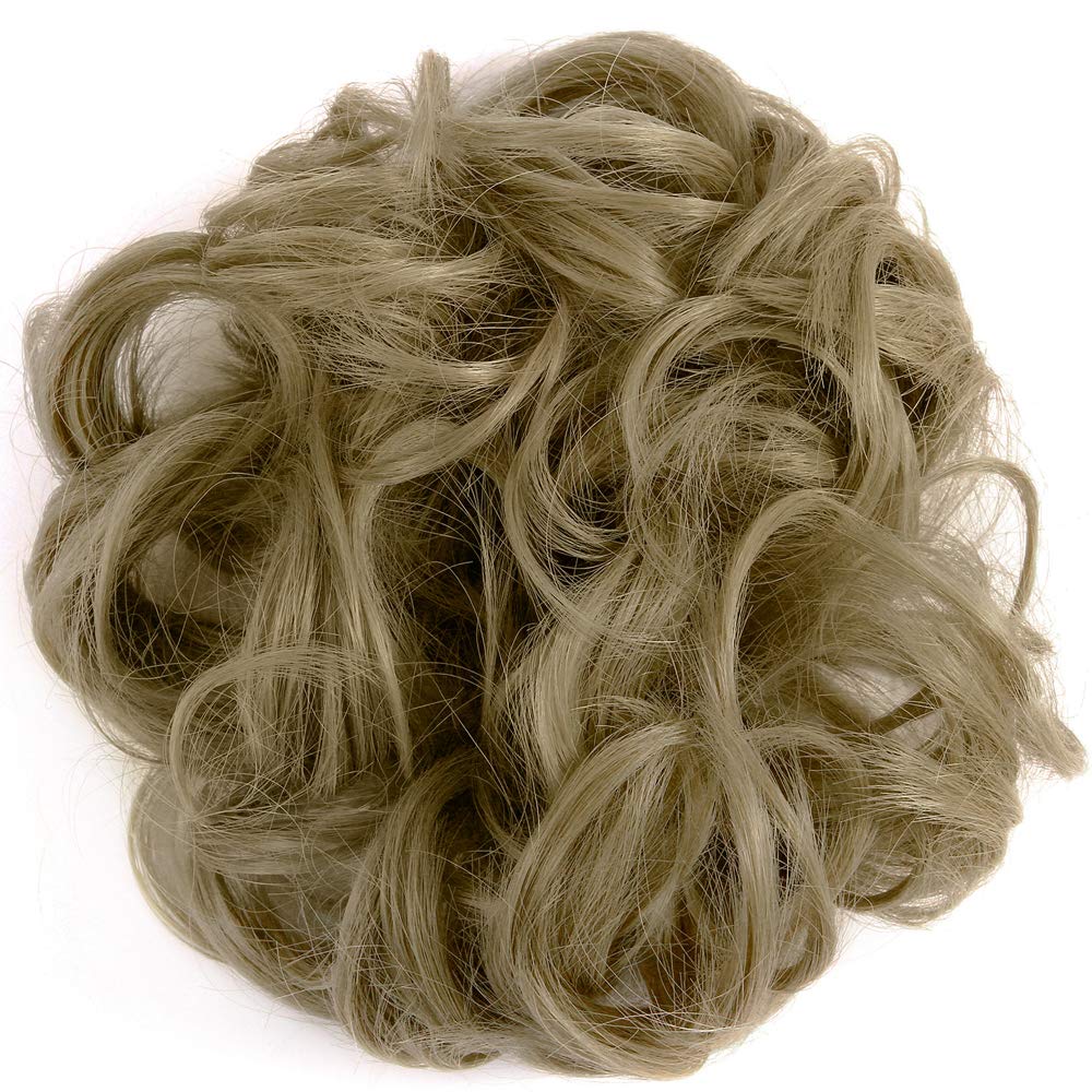 Hair Bun Extensions Wavy Curly Messy Donut Chignons Hair Piece Wig Hairpiece Ash Blonde