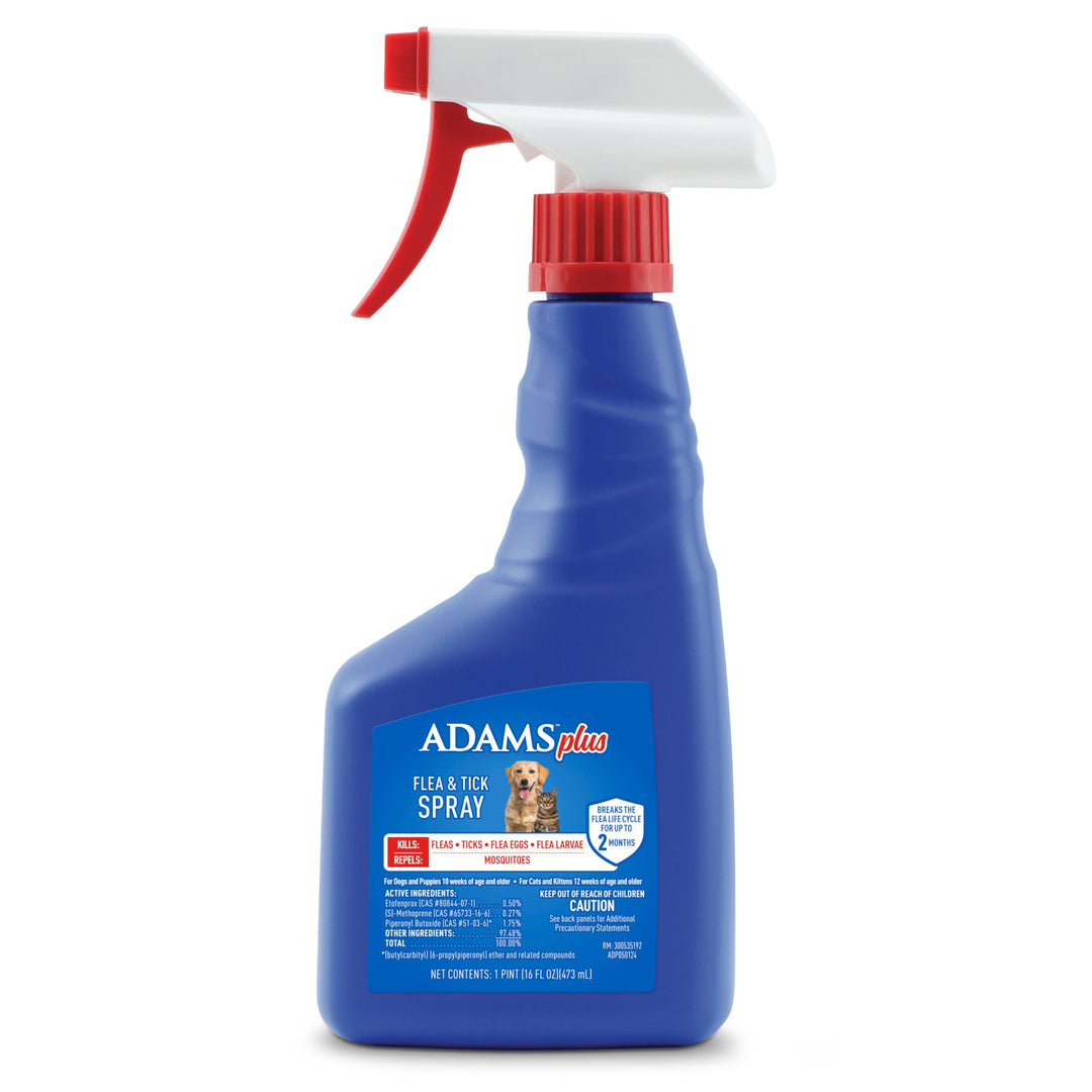Plus Flea & Tick Spray with Precor For Dogs and Cats; Kills Fleas, Flea Eggs, Flea Larvae, Ticks, and Repels Mosquitoes For Up To 2 Weeks; Controls Flea Reinfestation For Up To 2 Months; 16 Oz