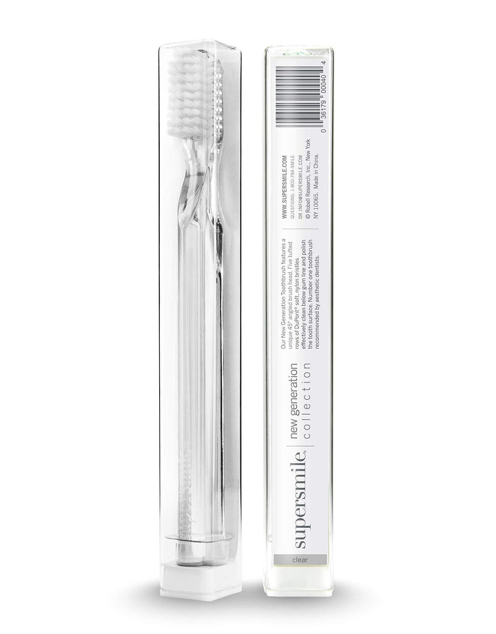 New Generation Toothbrush w/ Patented 45° Soft Nylon Bristles - Whitening Tooth Brush w/ Ergonomic Handle Guarantees ADA Recommended Brushing Angle for Adults & Children (Clear),1 Count