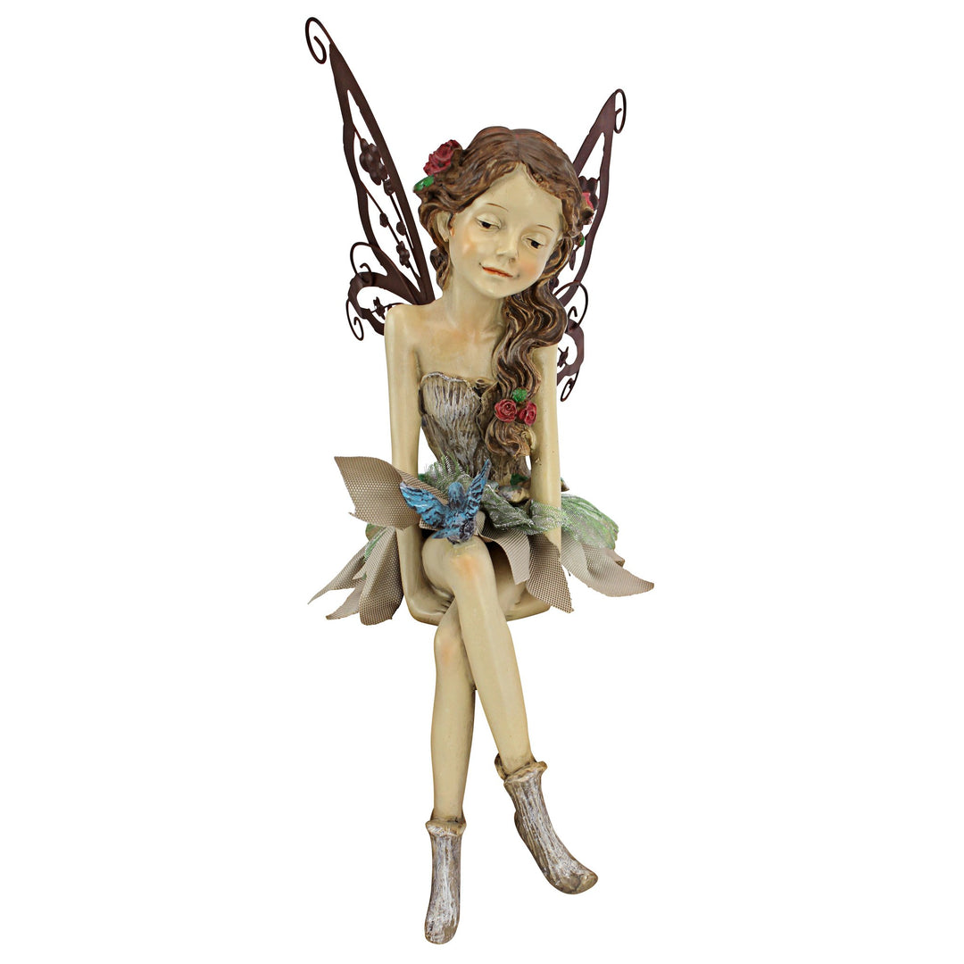 Fannie The Garden Fairy Sitting Statue, 12 Inch, Polyresin, Full Color