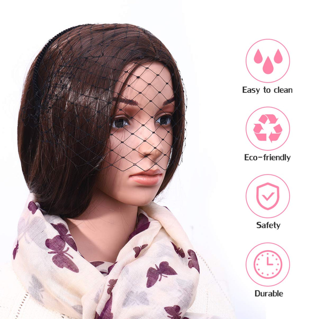 Veil Fascinator Hat for Women Headband with Black Veil Hair Hoop Headband Simple Elegant Mesh Headdress Halloween Headband for Women