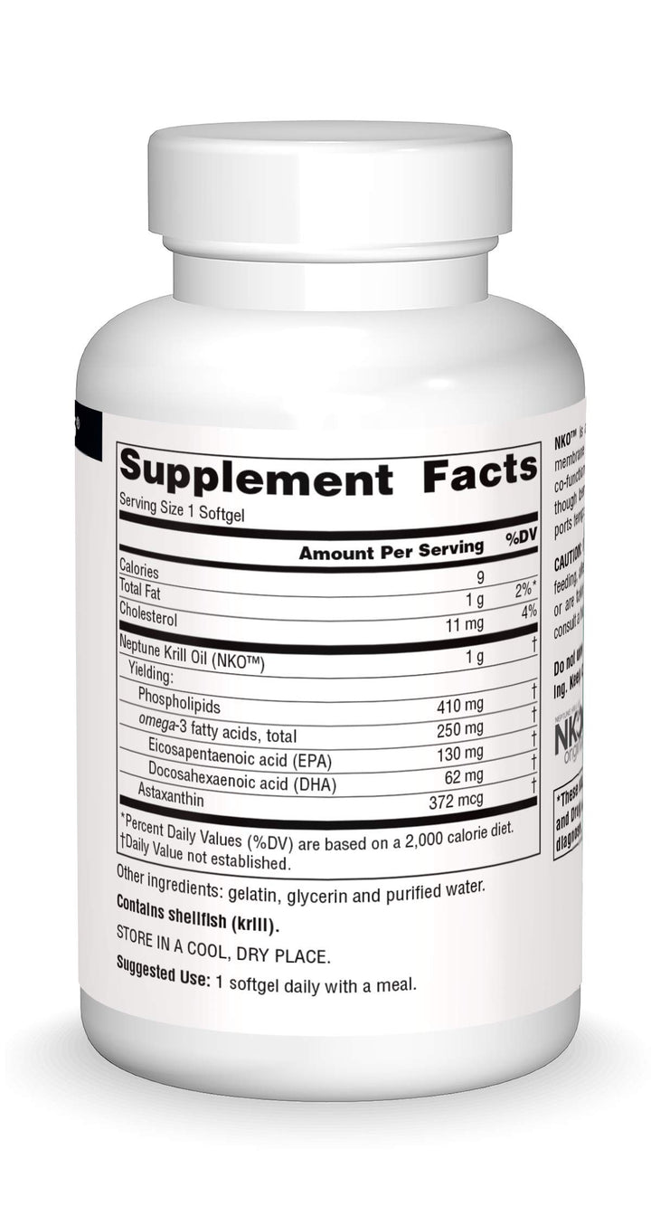 NKO Neptune Krill Oil, Supports Heart Health and Cell Membrane Integrity*, 1000 mg - 90 Softgels