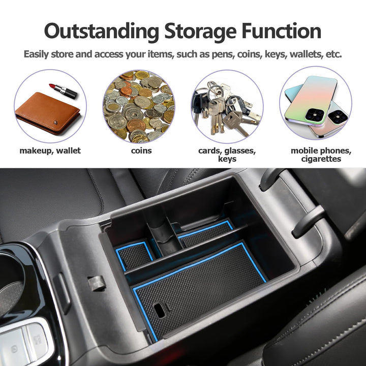 LUWU 2023 2024 Hynudai Tucson Center Console Organizer 2022-2024 Tucson NX4 Armrest Storage 2024 Tucson Console Organizer Tray Tucson SE/SEL/XRT Armrest Organizer 2023 2024 Tucson Accessories (Blue)