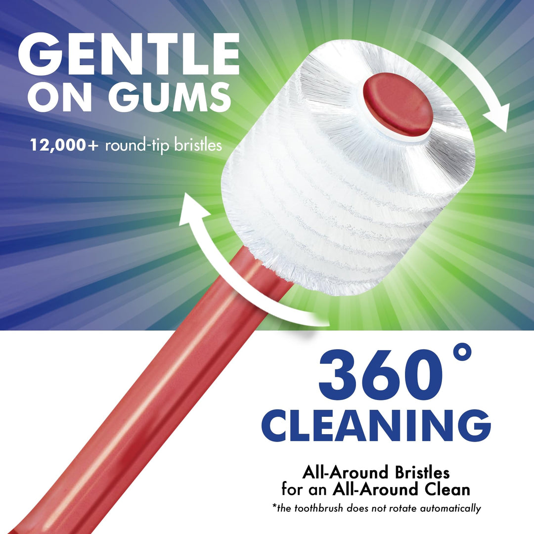Brilliant Soft Adult Toothbrush by HartFelt - With Over 14,000 360 Degree Micro-Fine, Rounded-Tip Bristles for Easy & Effective Cleaning, Red, 1 Count