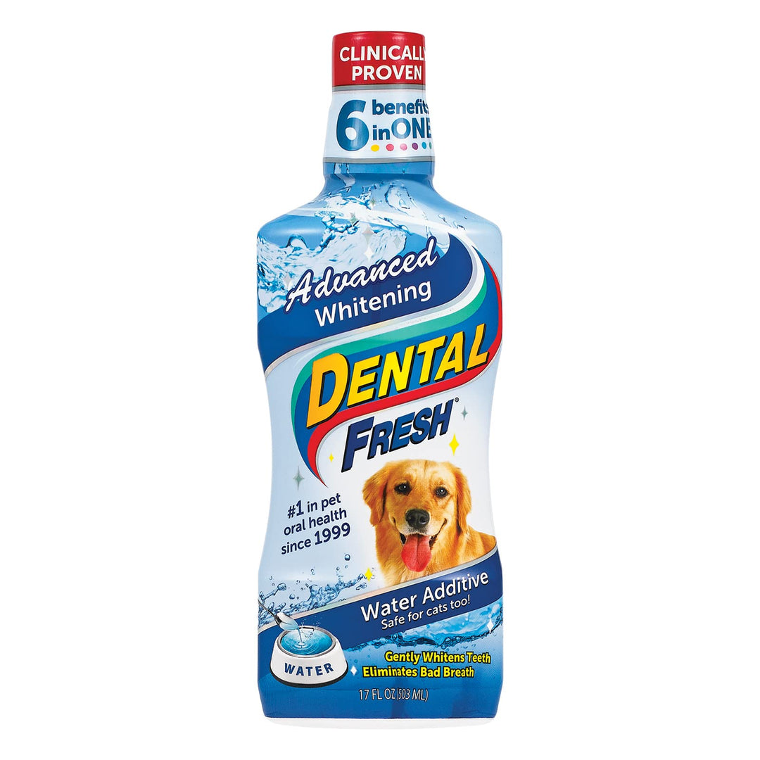 Advanced Whitening Water Additive, 17oz – Dog Breath Freshener Formula to Hep Overall Dog Dental Care and Brighten Teeth