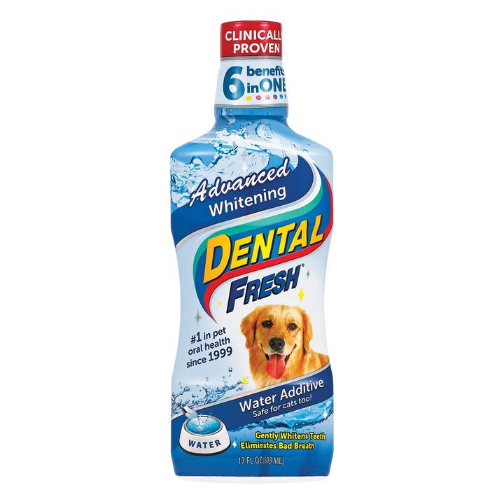 Advanced Whitening Water Additive, 17oz – Dog Breath Freshener Formula to Hep Overall Dog Dental Care and Brighten Teeth