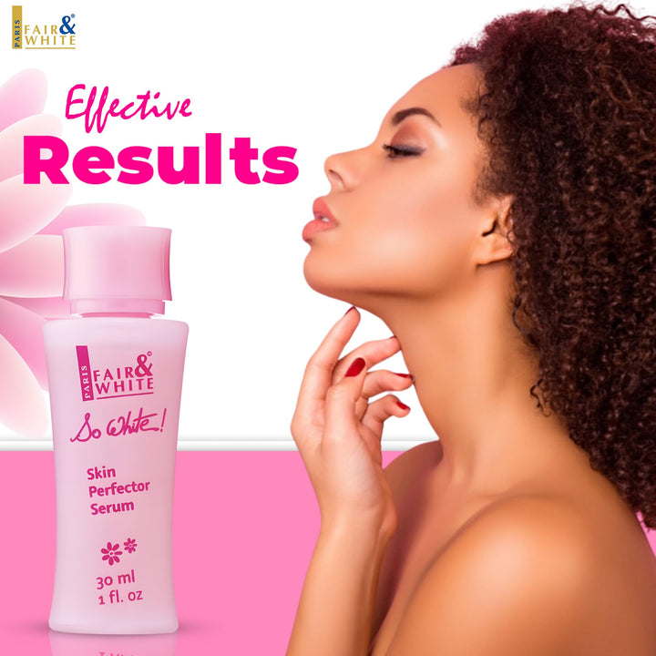Fair and White So White Skin Brightening Serum 30ml - For Face, Elbows Knees, Feet - with Kojic Acid and Castor Oil