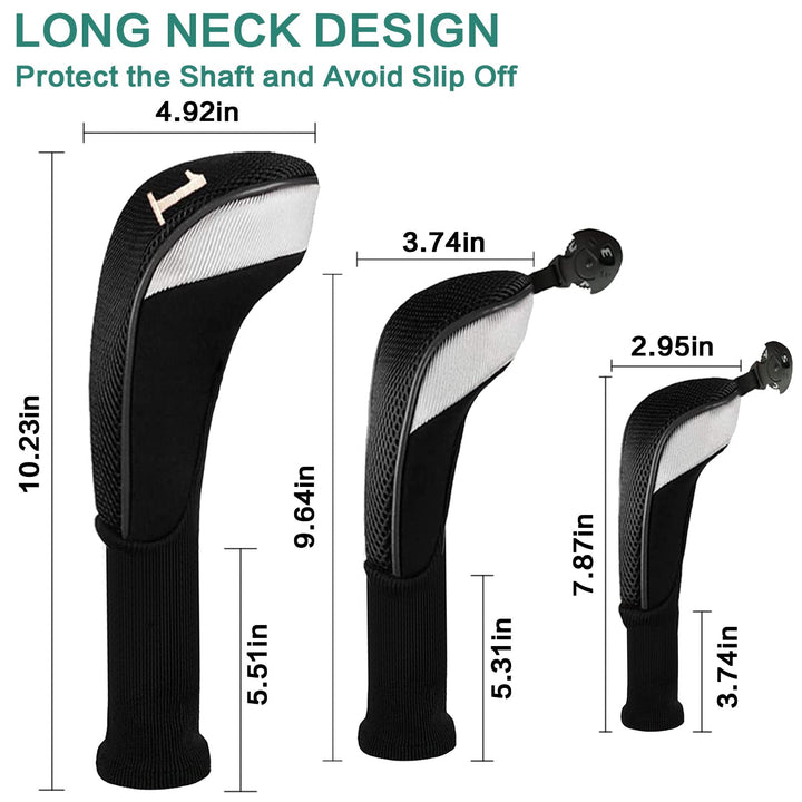 Golf Club Head Covers Woods Driver Fairway Hybrid 3/4/5 Set, Headcovers Men 1 3 5 7 X Interchangeable Number Tag, Fit All Wood Clubs (5 Pack-Black(1D+2F+2H))