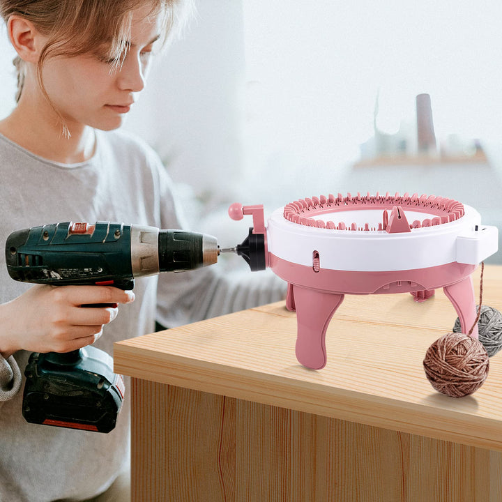 Knitting Machines Adapter - Circular Knotting Loom Crank Handle fits Sentro 22 40 48 & Jamit, Needle Crochet Machine Drill Power Attachment with Hexagon Steel Bit for Christmas Quick Knit Gifts