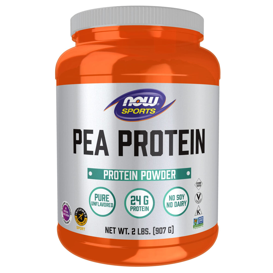 Sports Nutrition, Pea Protein 24 g, Fast Absorbing, Unflavored Powder, 2-Pound