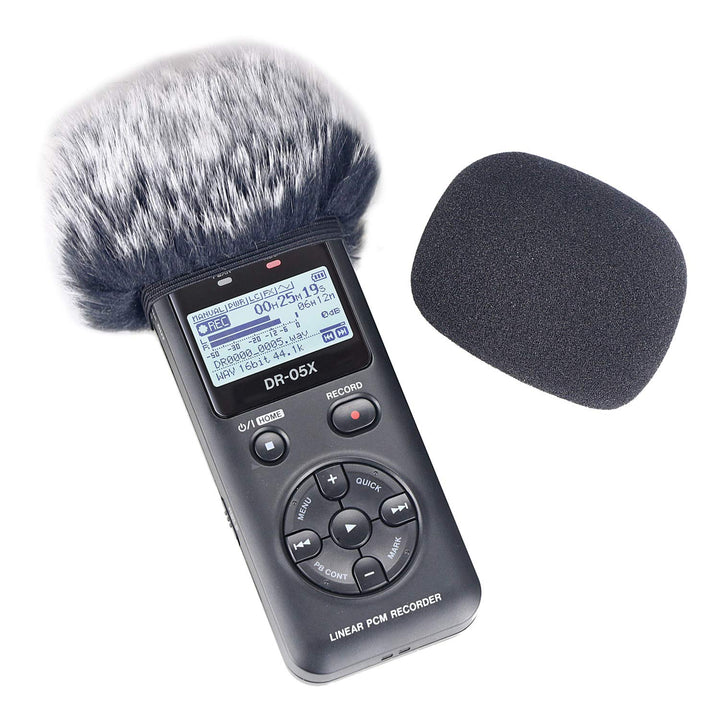 DR05X Windscreen Muff and Foam Compatible with Tascam DR-05X DR-05 Mic Recorders, DR05X Indoor Outdoor Microphone Wind Screen (2 PACK)