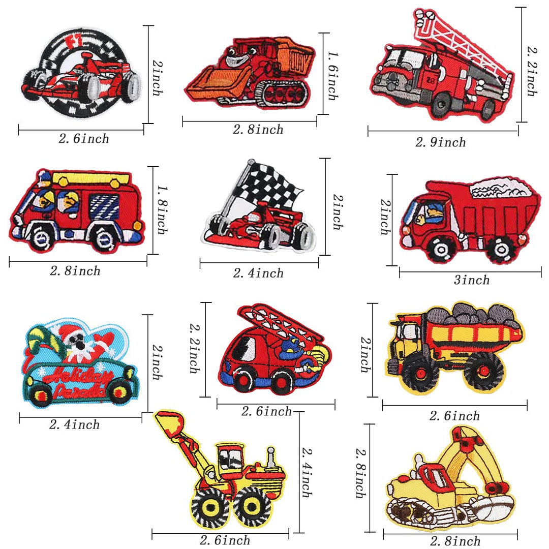Cute Construction Vehicle Decoration Patches, DIY Car Patch Sets, Embroidery Stickers Sewing/Ironing Patches for Clothing, Jackets, Hat, Jeans, Backpacks-16pcs (Car)