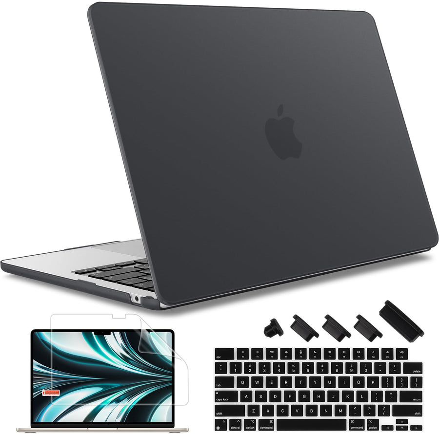 Compatible with M3 MacBook Air 13.6 inch Case 2022 2023 2024 A3113 A2681 M2 Chip, Plastic Hard Shell Case for MacBook Air 13.6 with Liquid Retina Display Fits Touch ID, Matte Black