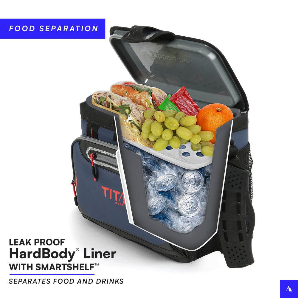 Deep Freeze Cooler - 16 Can Zipperless Hardbody Cooler with Deep Freeze Insulation, HardBody Liner, and SmartShelf - Sharkskin Gray