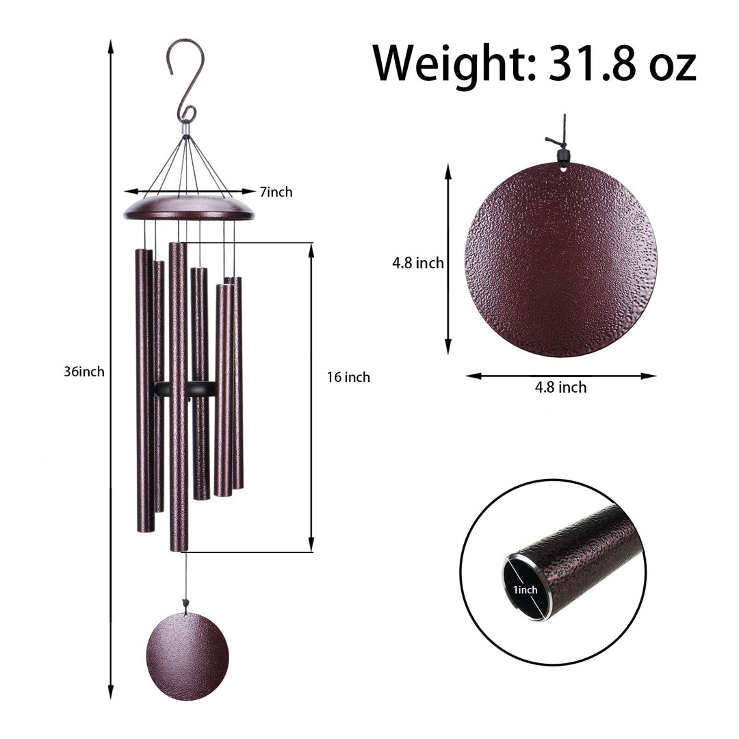 Large Wind Chimes, 36 Inch Sympathy Memorial Aluminum Deep Tone Wind Chimes for Loss of a Loved One Condolence Gift Garden Patio Outdoor Home Decoration