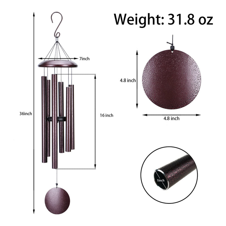 Large Wind Chimes, 36 Inch Sympathy Memorial Aluminum Deep Tone Wind Chimes for Loss of a Loved One Condolence Gift Garden Patio Outdoor Home Decoration