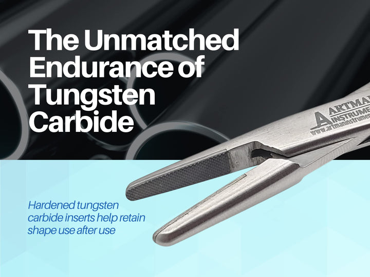 Bozeman Needle Holder Surgical Needle Driver 6 Suture Tying Forceps Angled with Tungsten Carbide Inserts ARTMAN Brand