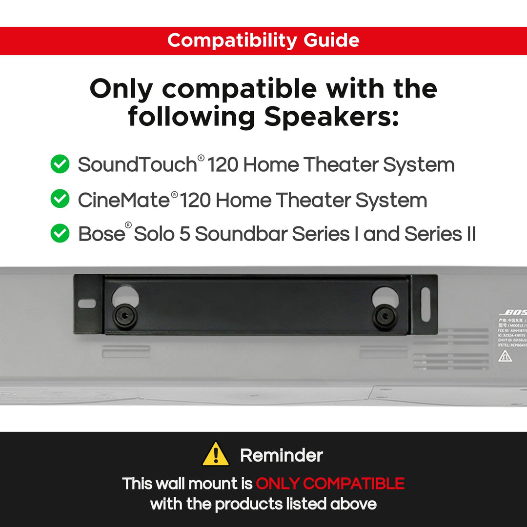 Solo 5 Wall Mount Kit for Bose Solo 5, Complete with All Mounting Hardware, Compatible with Series II, Designed in The UK by Soundbass