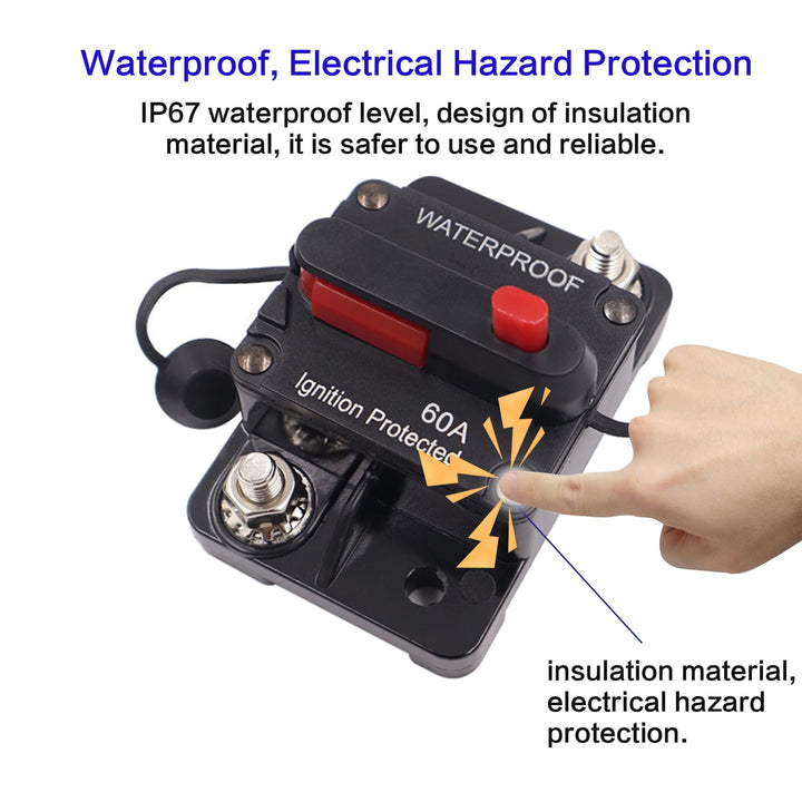 100 Amp Circuit Breaker with Manual Reset, 12V - 48V DC, Waterproof Inline Fuse Inverter for Boat Marine RV Yacht Battery Truck Solar