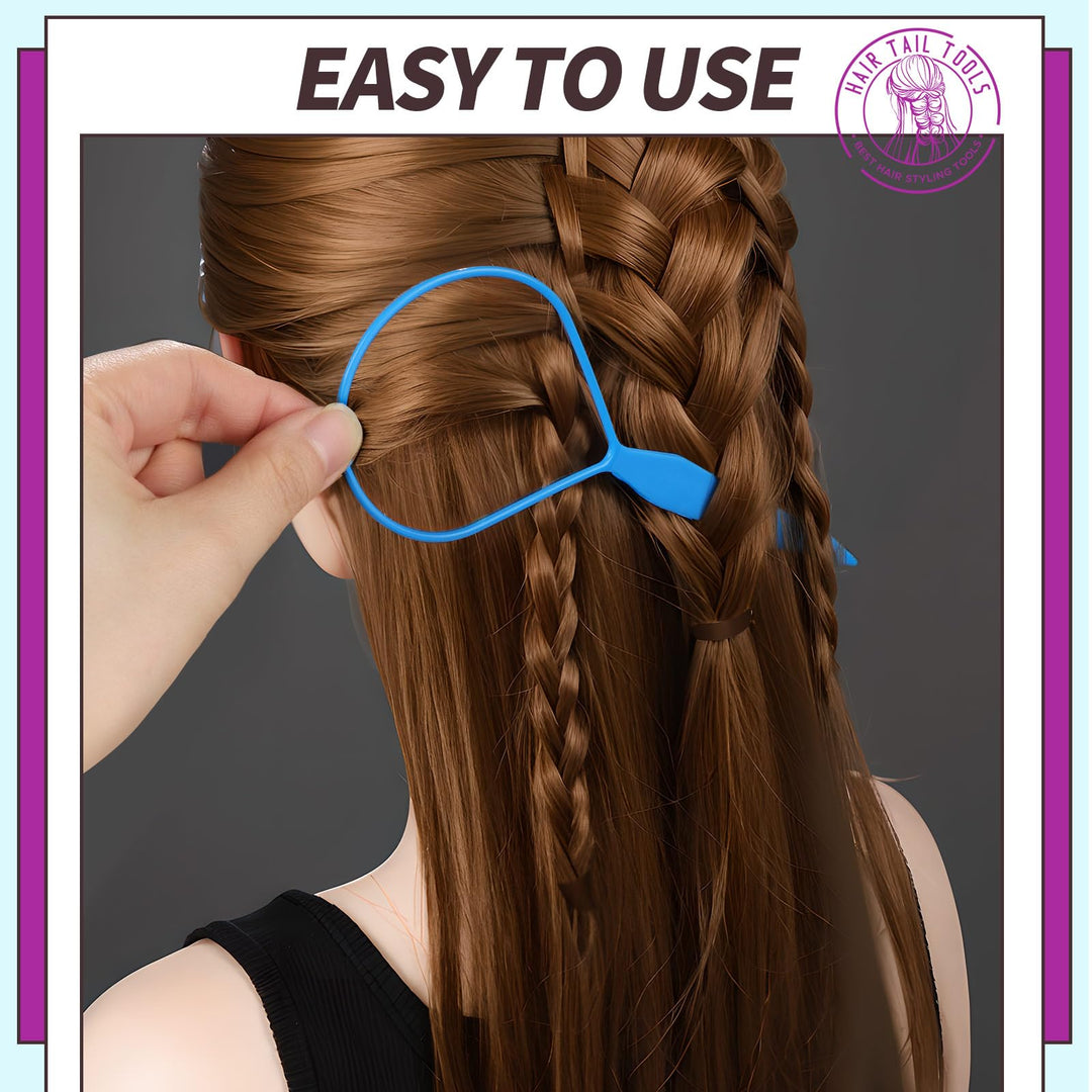 2 Pairs Topsy Hair Tail Tools, Hair Braid Accessories Ponytail Maker,French Braid Tool Loop for Hair Styling, 4pcs, 2 Colors