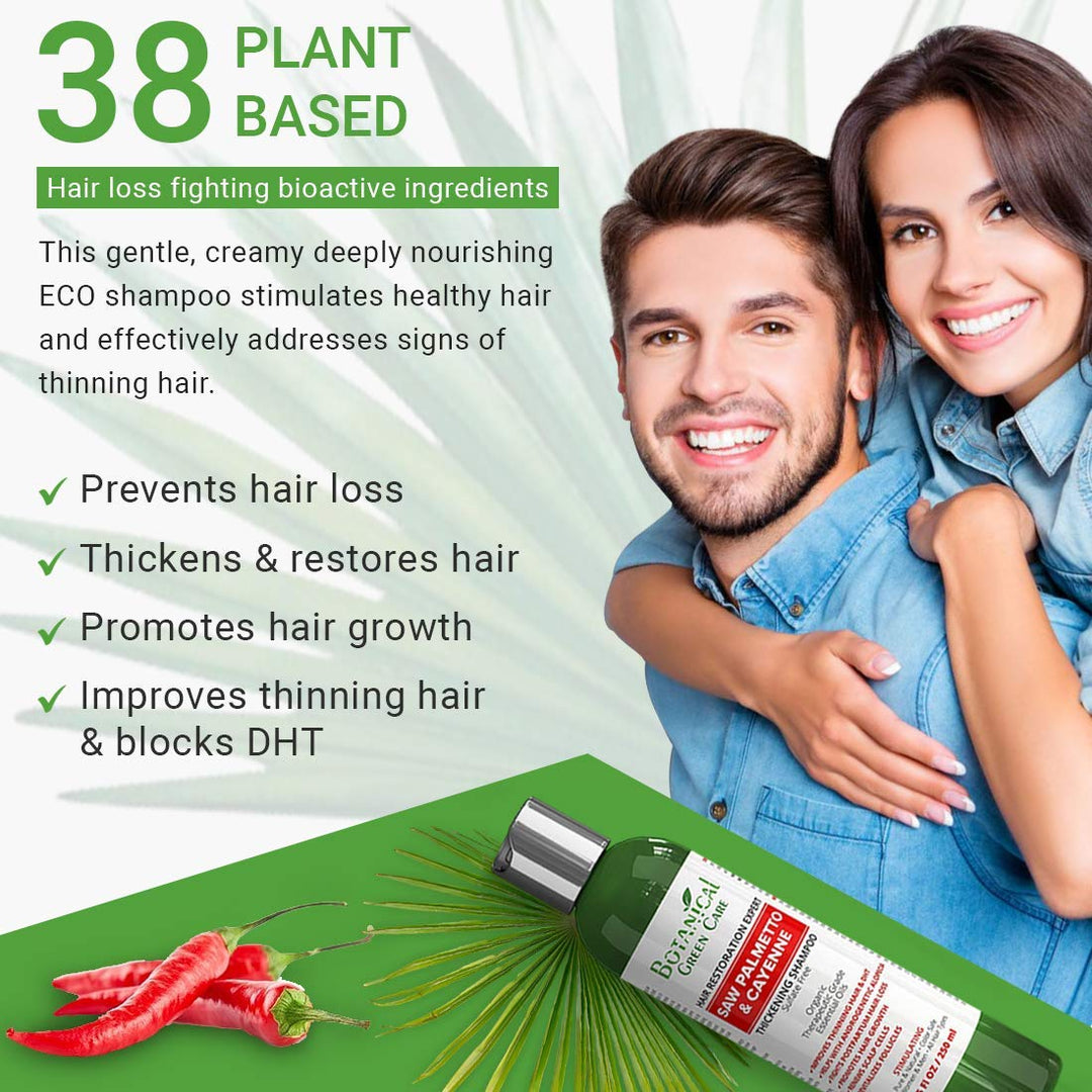 Saw Palmetto & Cayenne Shampoo, Thickening shampoo for thinning hair, Hair loss shampoo, sulfate free