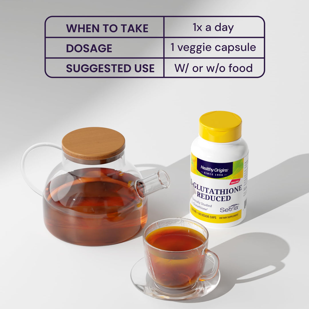 L-Glutathione 500 mg (Setria, Non-GMO, Gluten Free, Antioxidant, Immune Support, Skin Support), 60 Veggie Caps