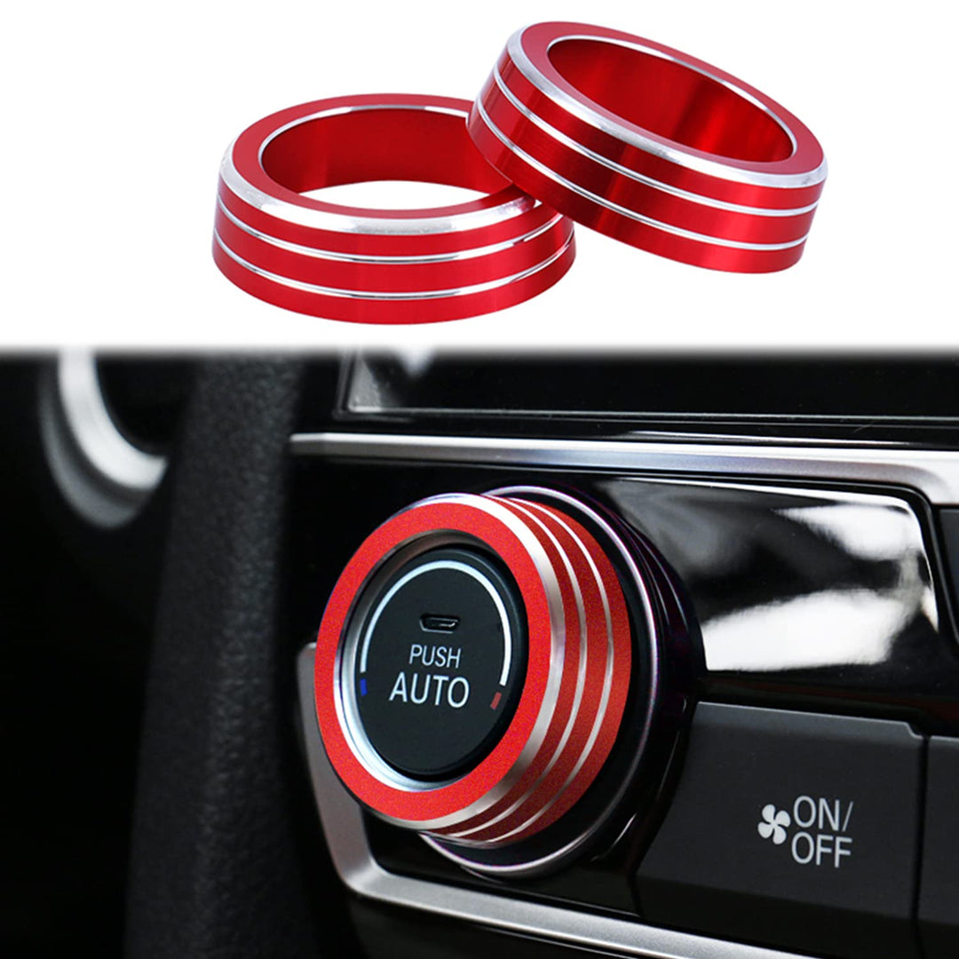 for Honda Civic Accessories Door Speaker Engine Start Button SYNC AUTO Knob Cover Center Control Sticker Compatible with Honda Civic 10th Gen 2016-2021 (Red, 5PCS)